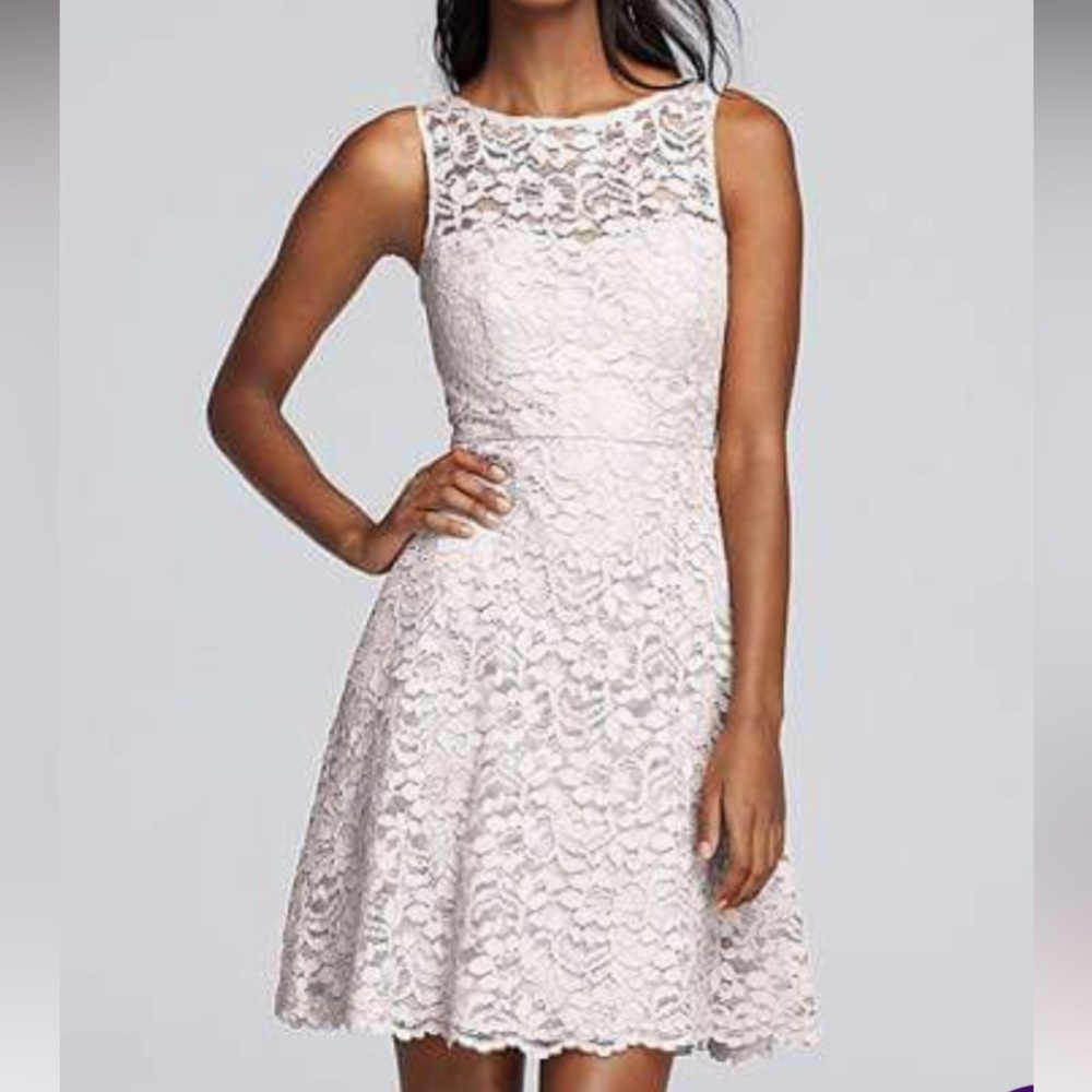 David's Bridal Lace Dress in Blue